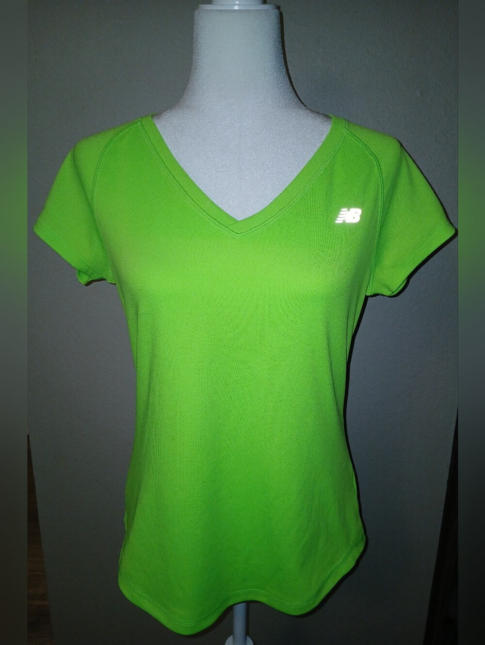 New Balance Women's Short-Sleeve V-Neck Tee in Bright Green